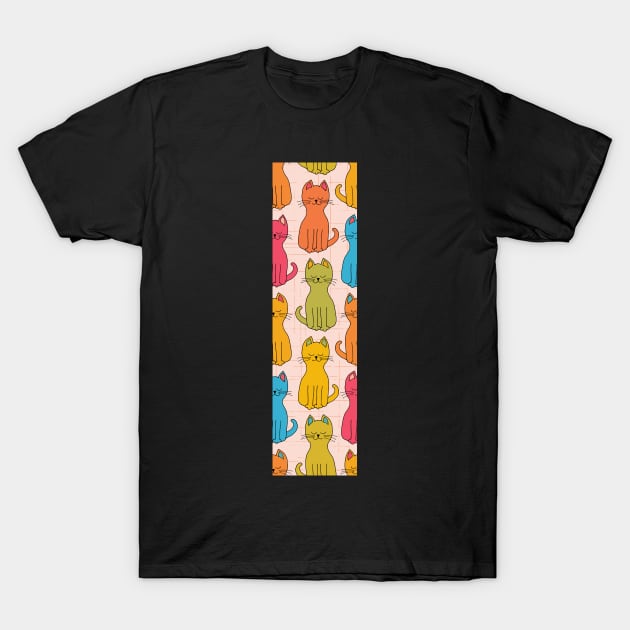 Candy Rainbow happy kitty cats in a row enjoying the sunshine T-Shirt by FrancesPoff